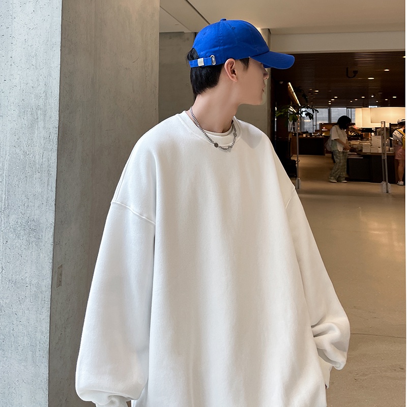 Áo Hoodie IFNICEFUTURE Cổ Tròn Dáng Rộng Màu Trơn Thời Trang Cho Nam