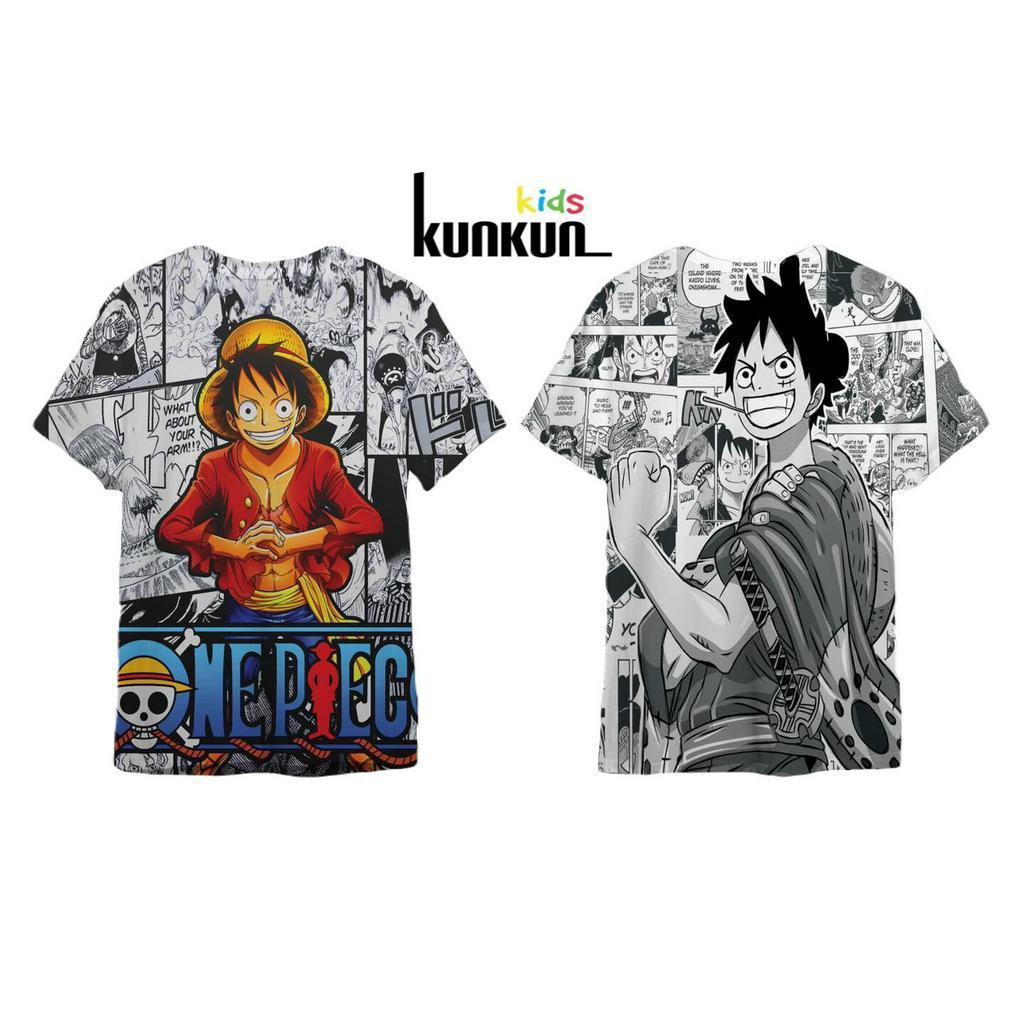 Áo bé trai thun lạnh in 3D hình Luffy vua hải tặc Kunkun Kid AD0001-04
