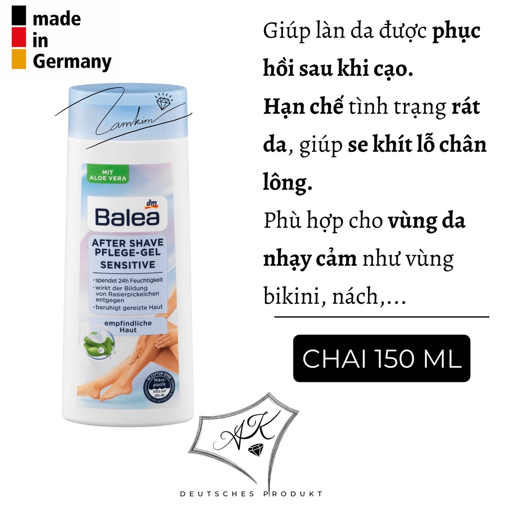 Kem dưỡng sau wax,cạo lông Balea hàng nội địa Đức, cho da nhạy cảm - 150ml