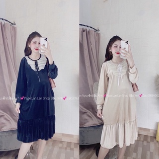 Váy nhung cổ bèo