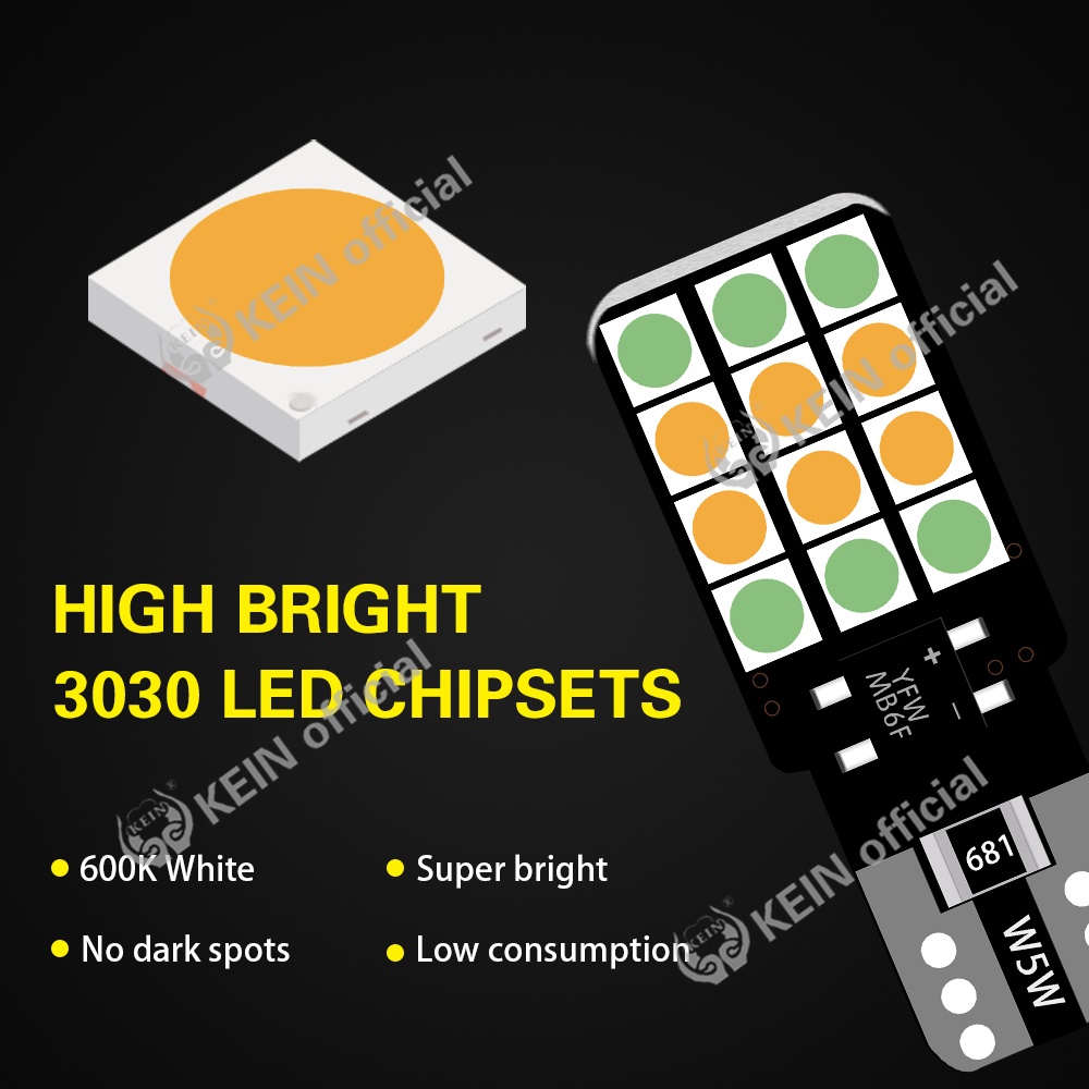 KEIN Three color Đèn LED T10 W5W C10W C5W 12V 31mm 36mm 39mm 41mm chuyên dụng dành cho xe hơi