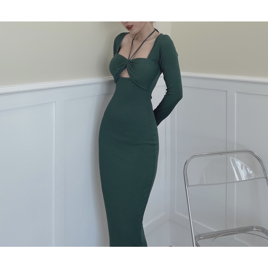 [BBSTORE'S] Đầm Body Cổ Yếm Hai Dây Tay Dài -D864 | BigBuy360 - bigbuy360.vn