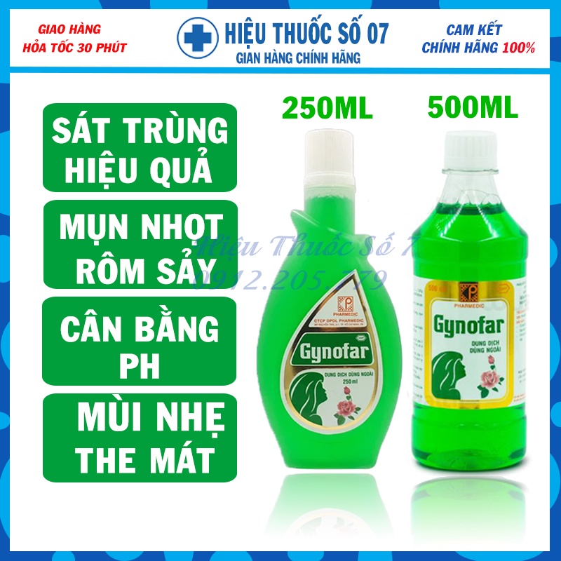 Dung dịch vệ sinh phụ nữ Gynofar, nước rửa phụ khoa chai 250ml và 500ml (Giao hỏa tốc trong HCM)