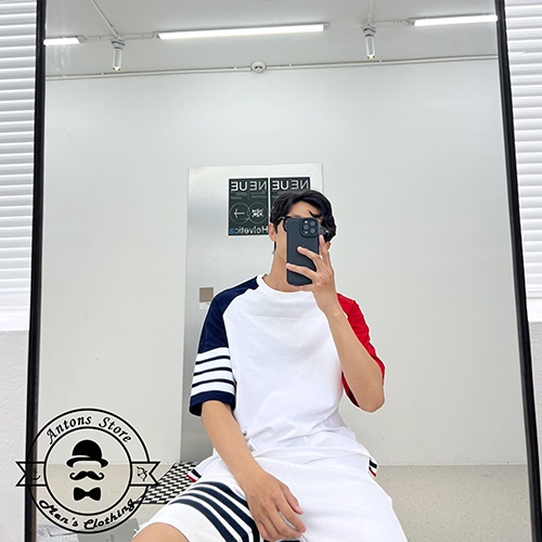 Áo Phông Thom Browne Tay Xanh Đỏ 4 Vạch