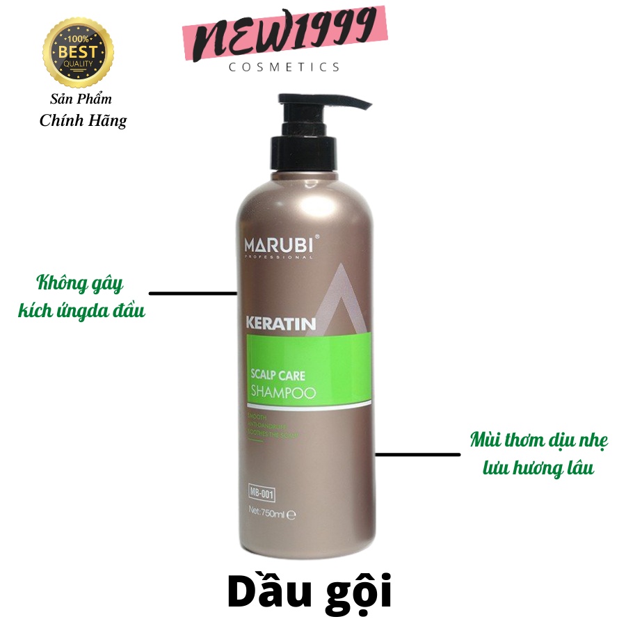 Dầu gội đầu KERATIN MARUBI cặp dầu gội xả phục hồi hư tổn giảm rụng tóc 750ml chính hãng