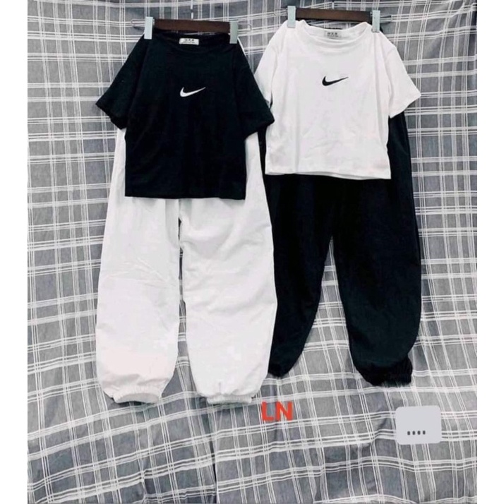 Sét áo croptop dấu tích+quần bom LN11