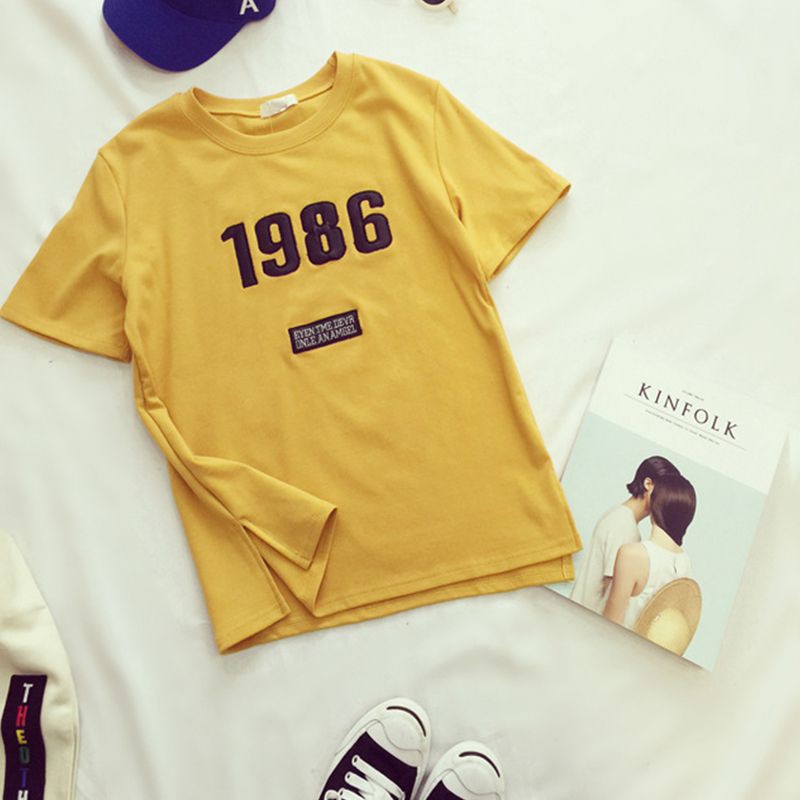 Áo Thun Tay Ngắn Dáng Rộng Cổ Tròn Hoạ Tiết In Kỹ Thuật Số Phong Cách Harajuku