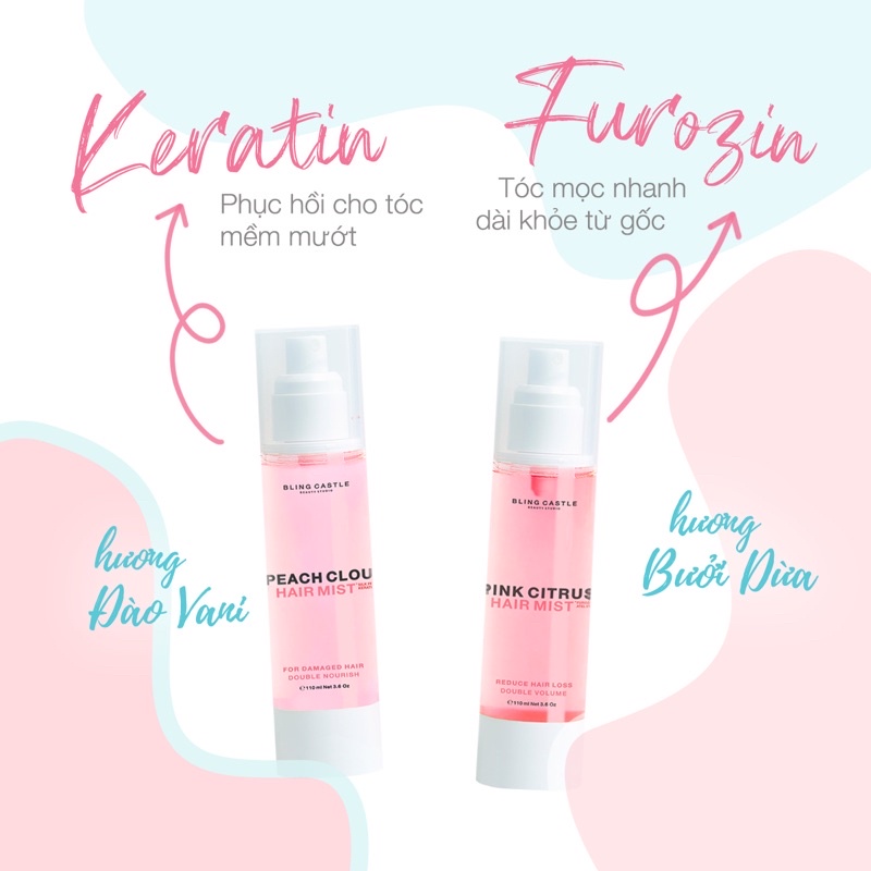 Xịt dưỡng tóc Peachy Keratin Hair Mist - Phục Hồi Hư Tổn 110ml