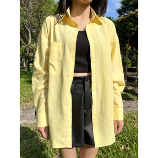 Áo sơ mi màu vàng gà con oversize - hoo design