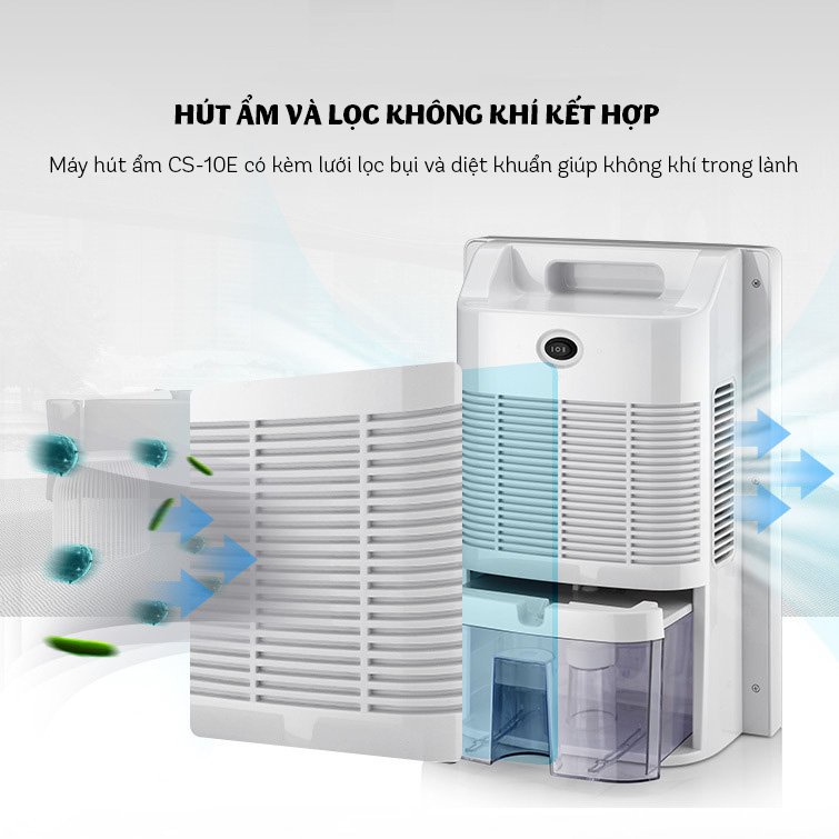 Máy Hút Ẩm Kiêm Lọc Không Khí YANGZI CS-10E –Điều Khiển Từ Xa –Màn Hình LED Hiển Thị Nhiệt Độ