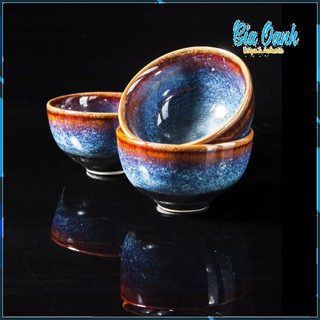 Cốc Uống Nước Chè Men Xanh Hoả Biến 7x4cm - Chén Uống Nước Chè - Chén Trà - Chén Chè - Gốm Sứ Bát Tràng