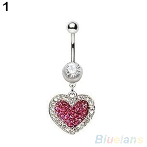 Khuyên rốn hợp kim đính đá hình trái tim cá tính