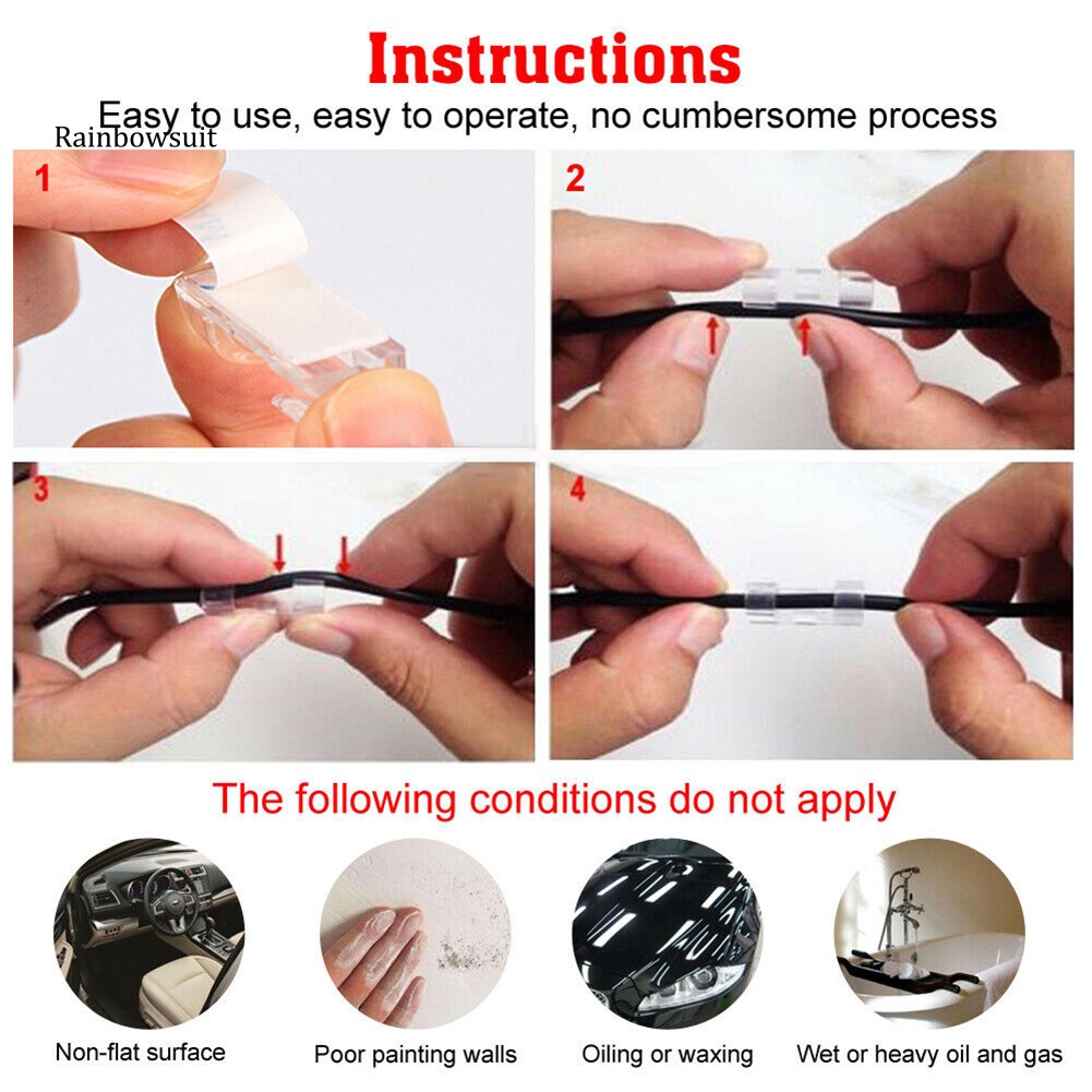 Set 20 / 40 Giá Đỡ Kẹp Dây Cáp Tự Dính Tiện Dụng