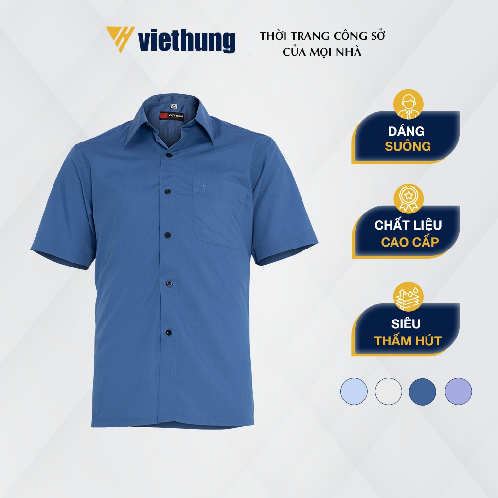 Áo Sơ Mi Nam Trơn Tay Ngắn Tay Dài Form Rộng Big Size Vải Lon Mỹ Thấm Hút Mồ Hôi Sơ Mi Dáng Suông Việt Hưng