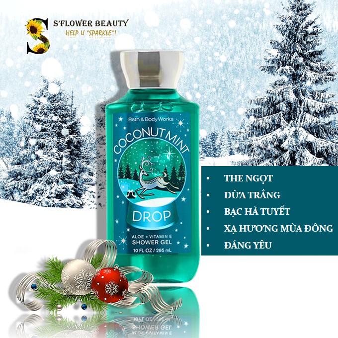 NOEL 2020  Gel Tắm Dưỡng Ẩm Mịn Da Lưu Hương Bath &amp; Body Works - Twisted Peppermint | Winter Candy Apple | Vanilla Bean