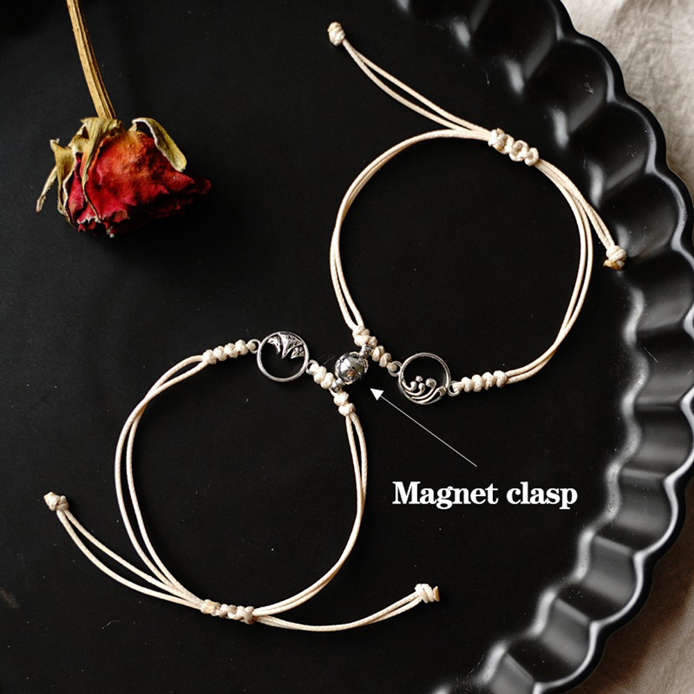 Vòng đeo tay đan chỉ có nam châm thời trang cho cặp đôi