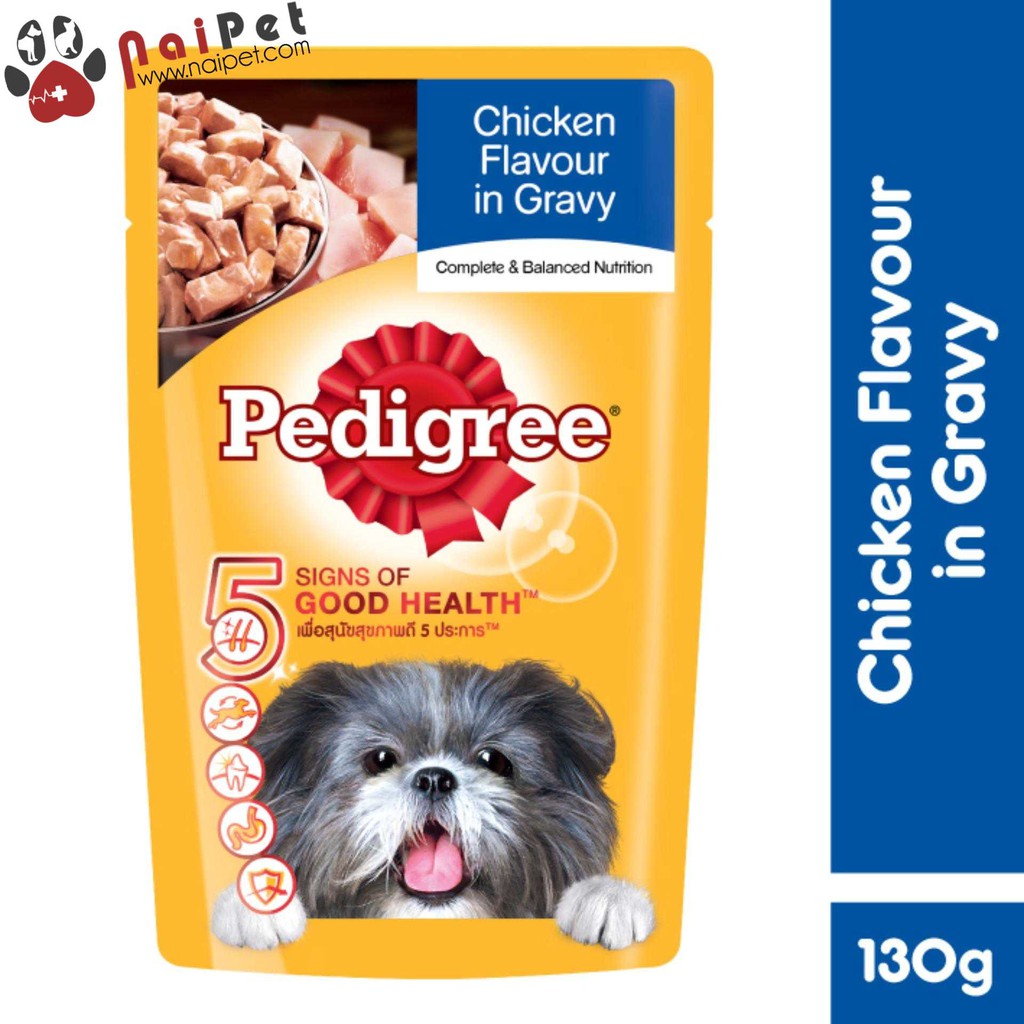 Thức Ăn Dinh Dưỡng Cho Chó Súp Thịt Bò Gà Gan Trứng Rau Củ 5 Good health Pedigree Gói 130g