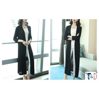 Áo khoác dáng dài nữ màu đen