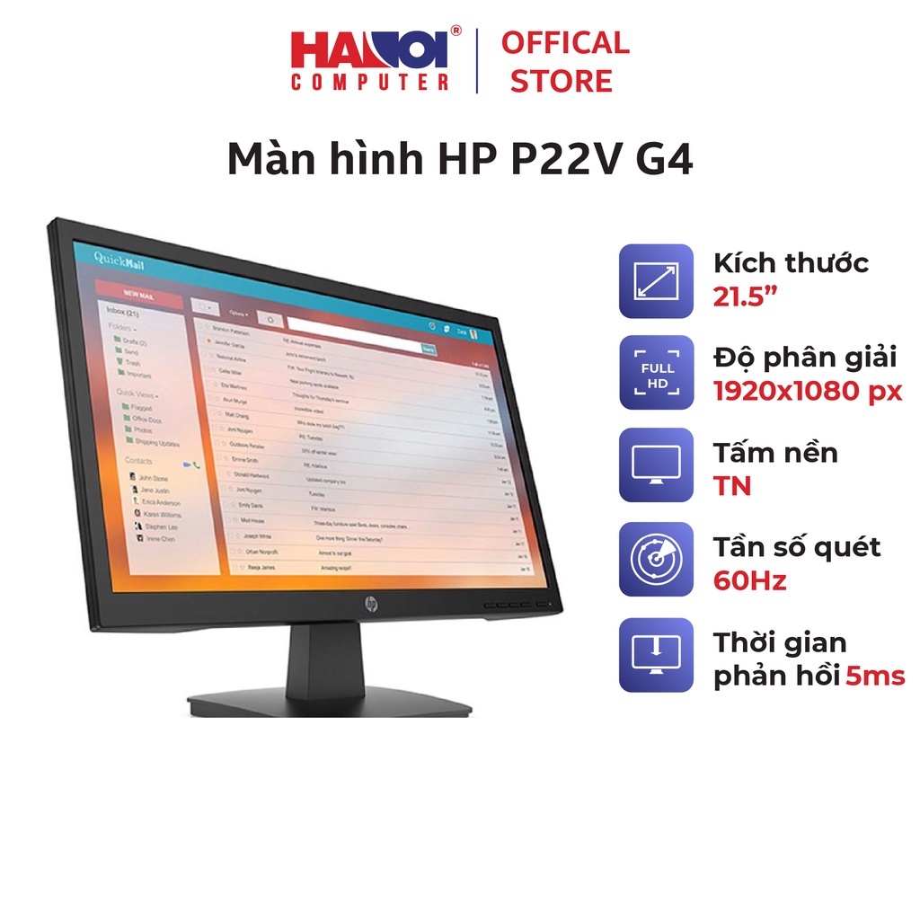 Màn hình HP P22V G4 (21.5inch/FHD/TN/60Hz/5ms/HDMI+VGA)