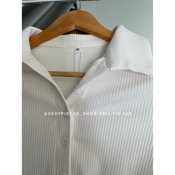 ✅Ảnh thật 100%-Áo croptop tay dài polo gài nút hàng cao cấp