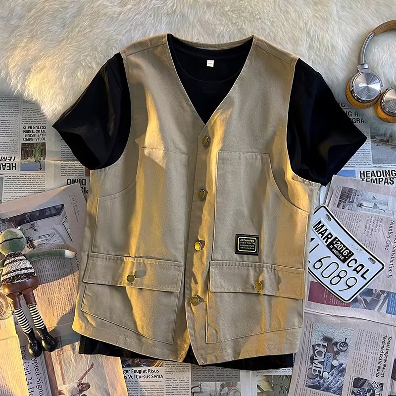 Áo Khoác Ghi Lê Cotton Nhiều Túi Thời Trang Cho Nam