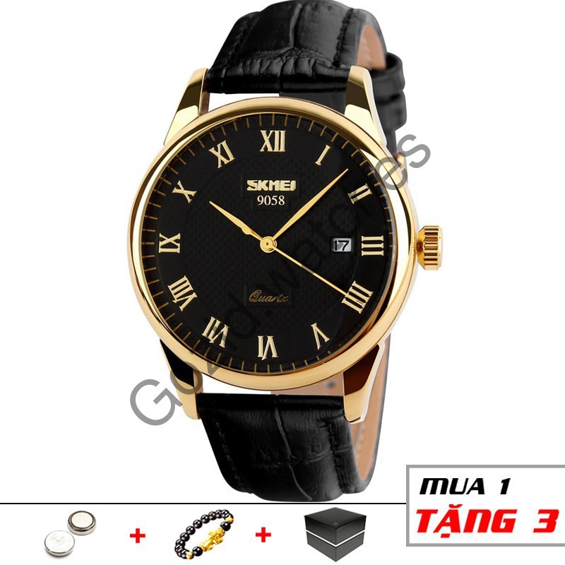 Đồng hồ nam SKMEI 9058 dây da cao cấp chống nước -Gozid.watches