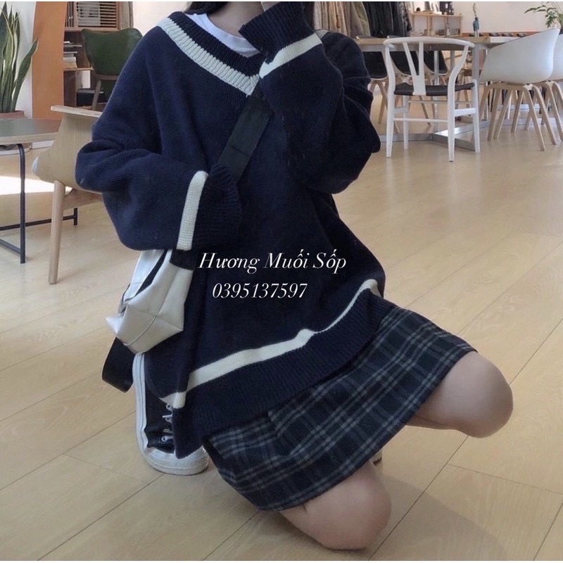 áo len cổ tim phối viên xinh lắm-hang qchau
