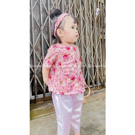 Bộ bà ba lụa hoa xinh xắn cho bé gái 🌻