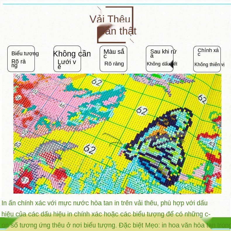 Tranh thêu tay chữ thập Phật Bà Quan Âm mẫu mới in đầy đủ 2021 tượng và phòng khách