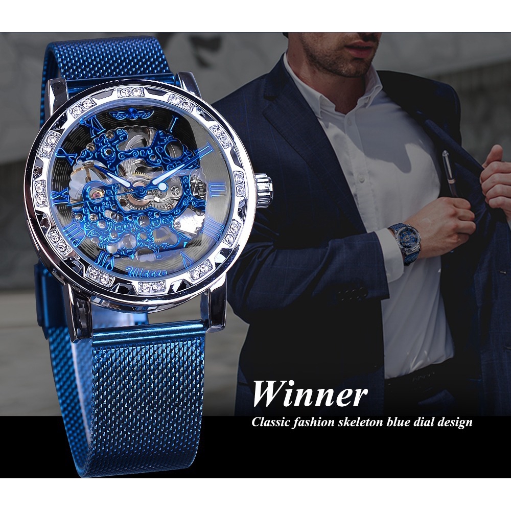 Đồng Hồ Cơ Nam Lộ Máy Hãng Forsining Dây Thép Lưới Đẹp Thời Trang Cao Cấp Giá Rẻ