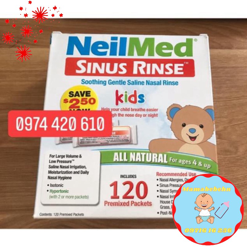 [NVMH2] Hộp 120 gói Muối Neimed Sinus Rinse Cho Bé