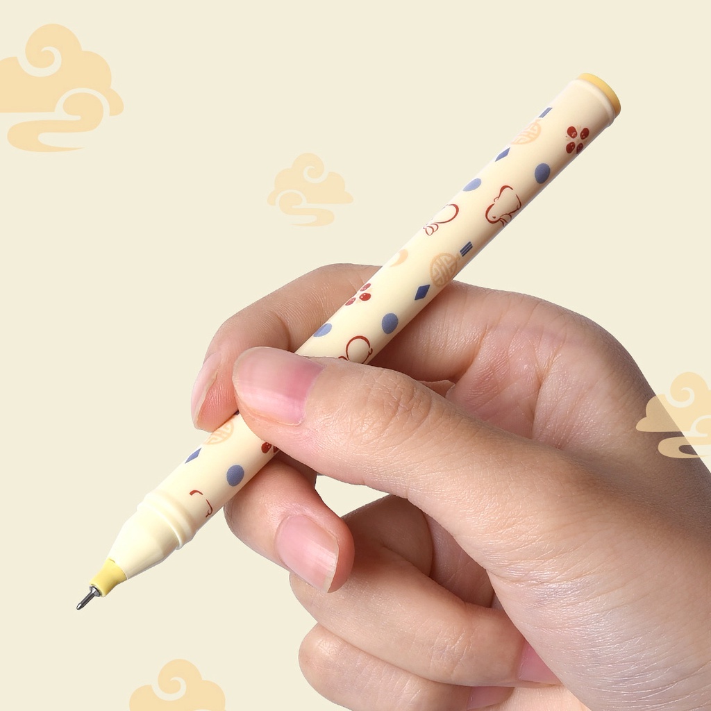 Bộ 3 bút bi gel KACO Jumbo Moon Rabbit ngòi 0.5 mực đen