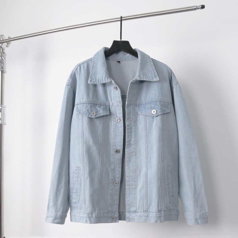 Áo khoác jean xanh bạc basic màu đẹp KPis Clothes form rộng oversize nam nữ sale 50%