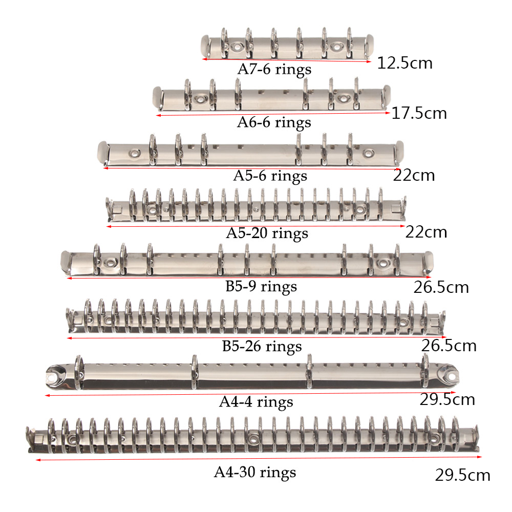 Kẹp đóng gáy sách DIY khổ A4/ B5/ A5/ A6/ A7 bằng kim loại mới gắn lại được sử dụng trong văn phòng