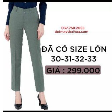 quần tây Thái Hòa màu rêu nhạt vải mềm, co giãn