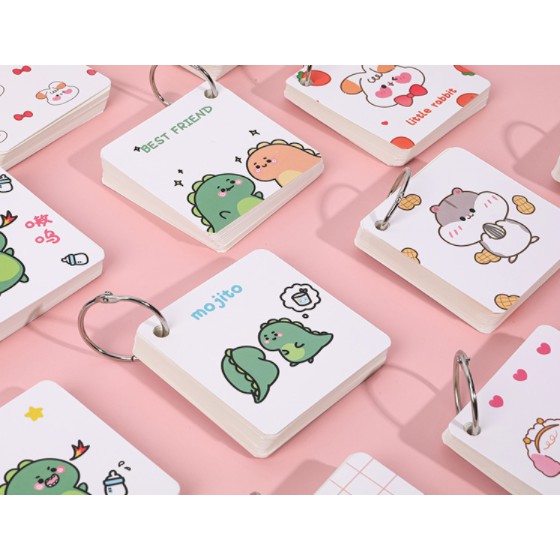 Sổ note flashcard khủng long hamster mèo sakura FC1 sổ note cute