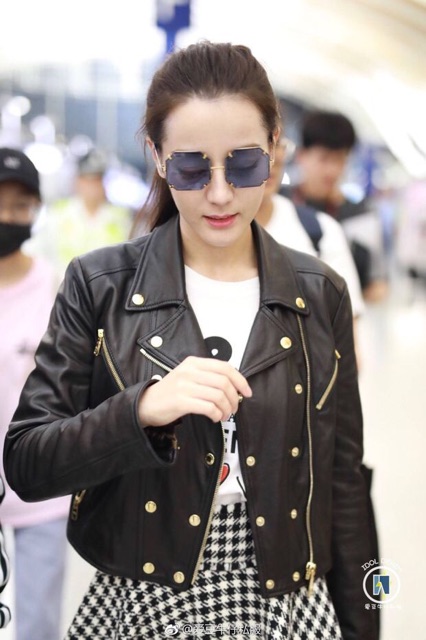 Set áo da chân váy xoè Địch Lệ Nhiệt Ba