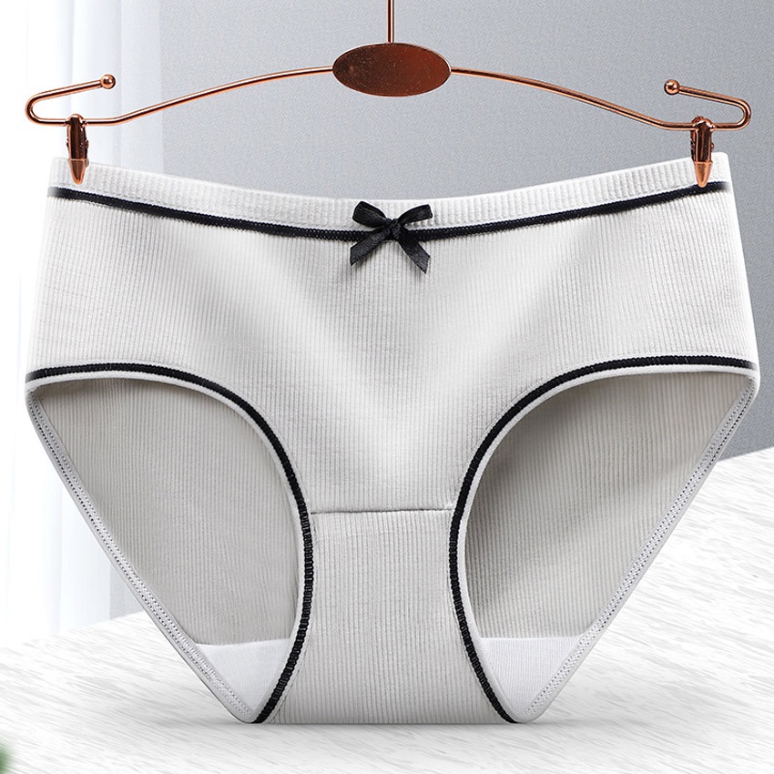 Quần Lót Gân Tăm HUNA quần lót Cotton nữ gân tăm THOÁNG KHÍ viền đen điệu đà Mã NH01