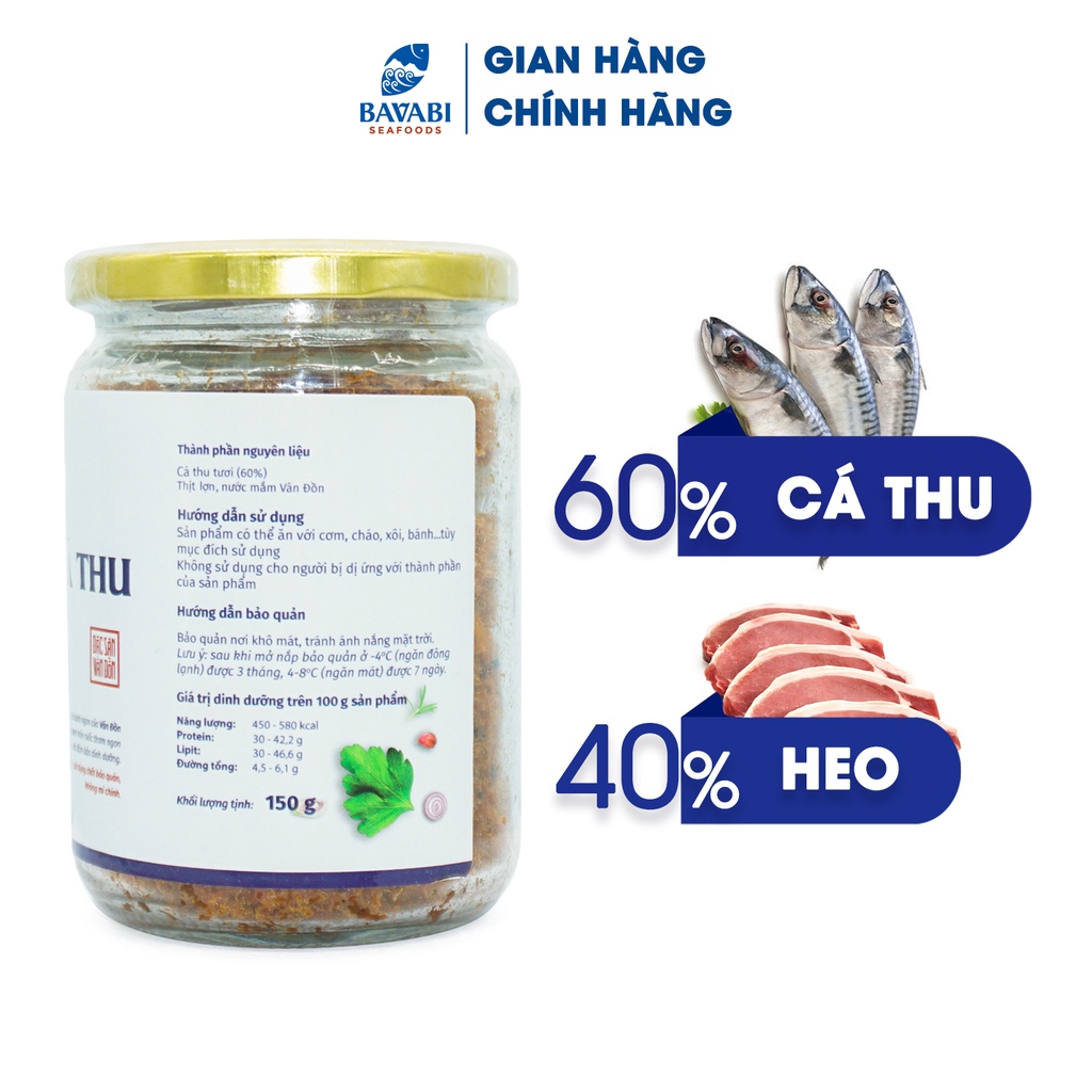 Hũ 150Gr Ruốc Cá Thu Bavabi Thực Phẩm Ăn Liền Đặc Sản Quảng Ninh, Không Chất Bảo Quản