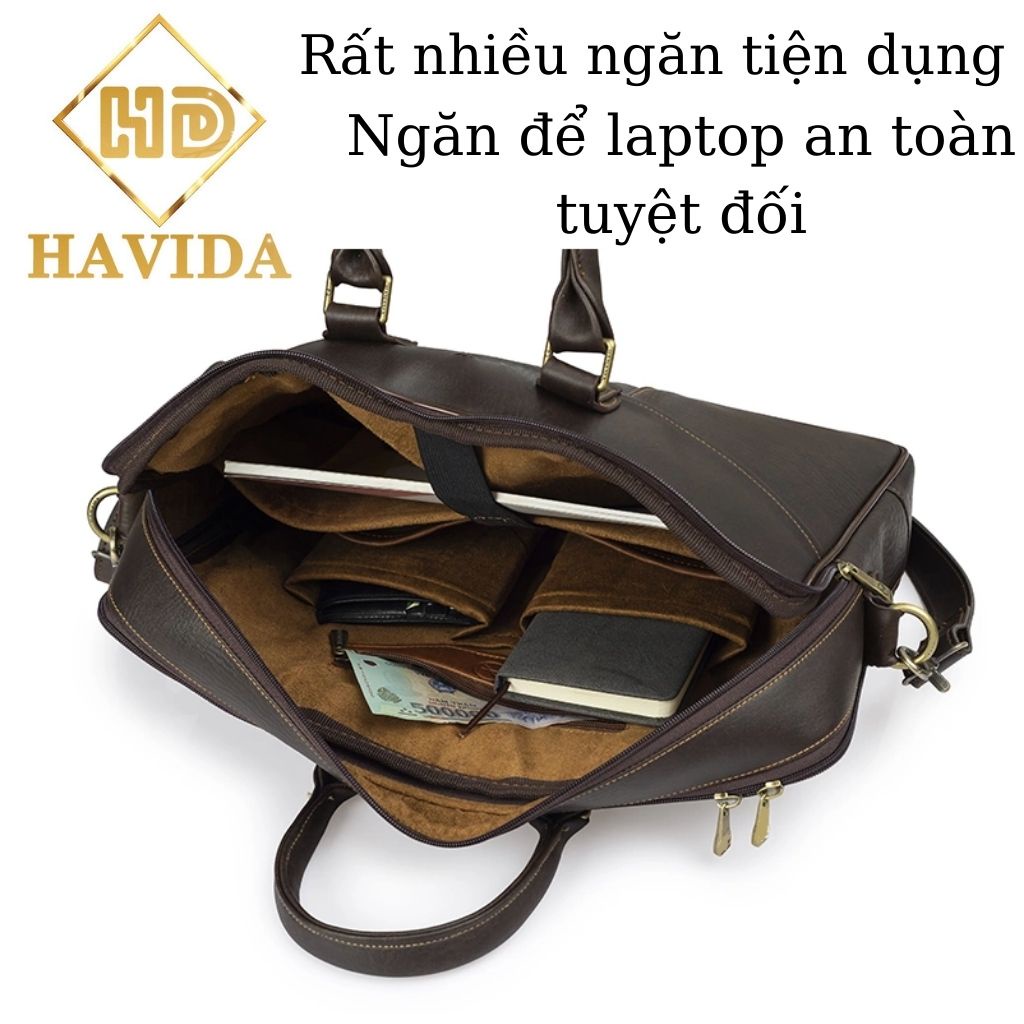 Túi xách da HAVIDA V3S cao cấp chống nước, chống sốc - Cặp laptop - Hàng chính hãng