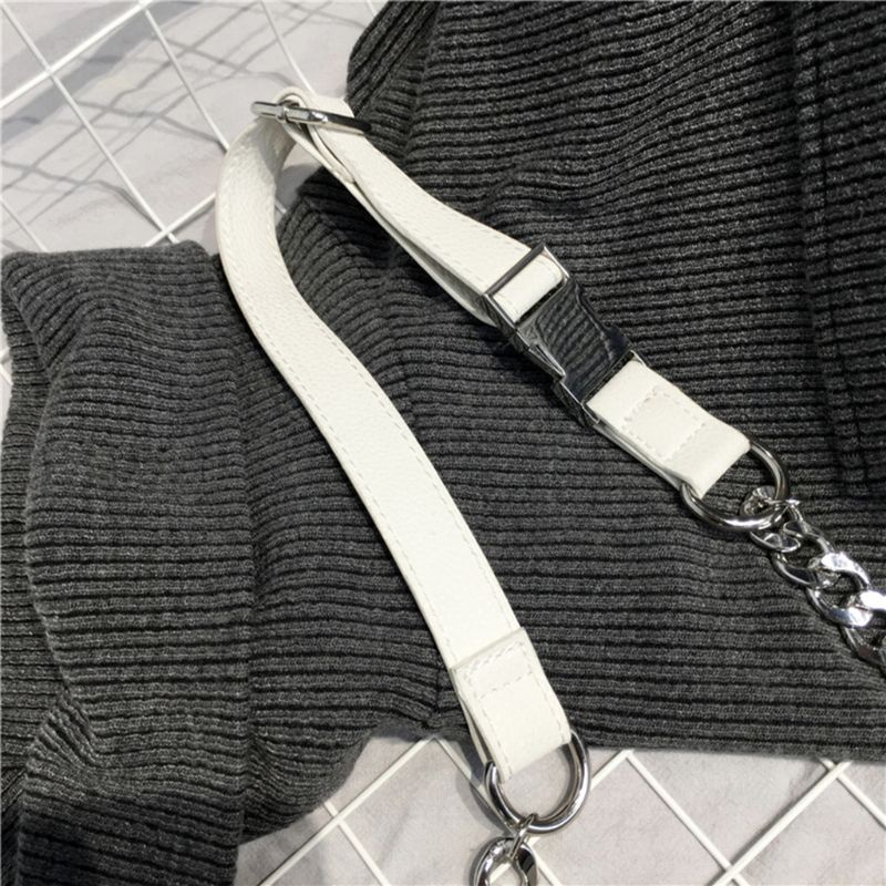 Túi Bao Tử Da 1 Ngăn Phối Dây Xích Kim Loại Thời Trang Cho Nữ