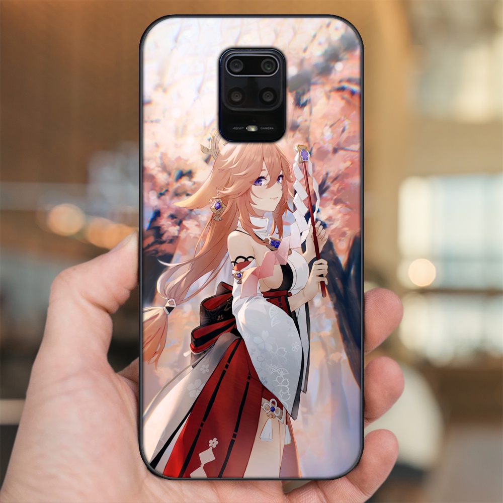 Ốp lưng Xiaomi Redmi Note 9s, Note 9 Pro viền đen in hình Yae Miko Genshin Impact