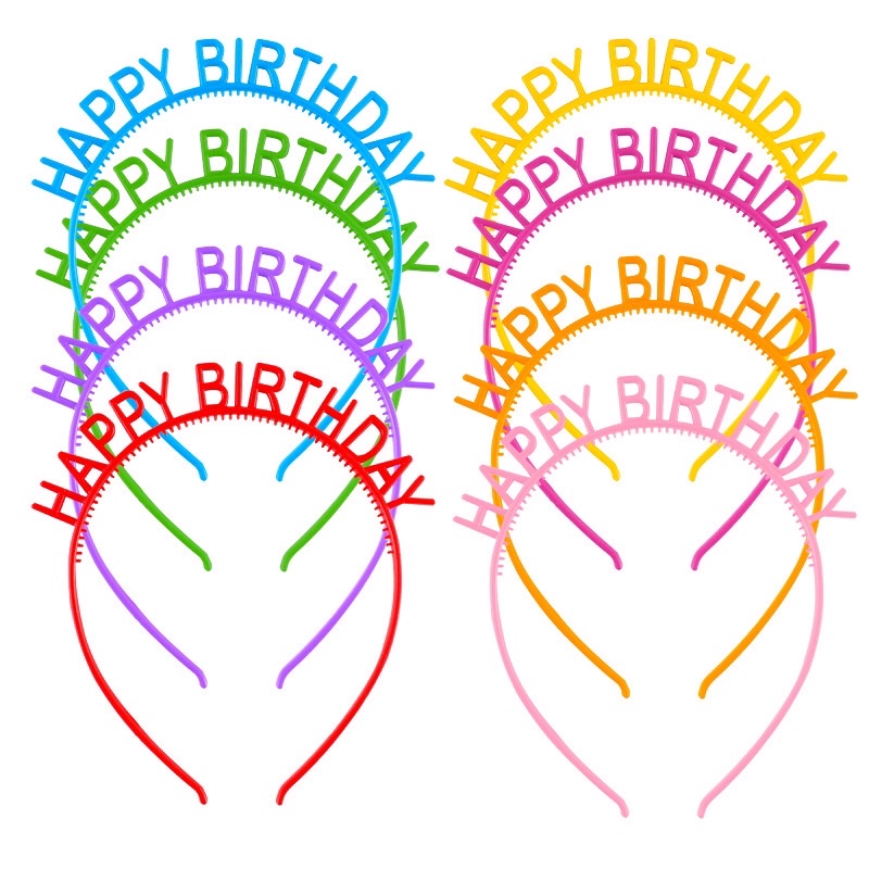 Băng đô bờm cài tóc sinh nhật bằng nhựa chữ HAPPY BIRTHDAY nhiều màu