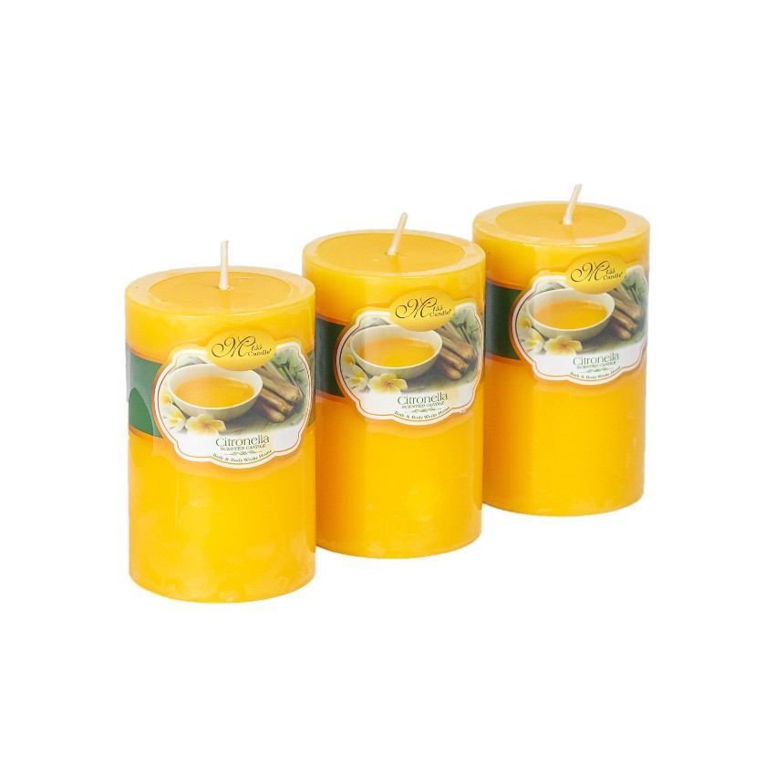 Set 3 nến thơm trụ tròn D5H8 Miss Candle FtraMart NQM0819 (5 x 8 cm) (Lựa chọn màu)