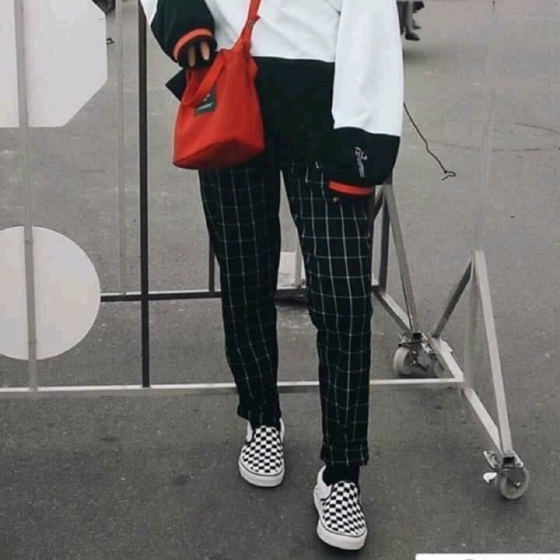 Quần Baggy Nam Nữ Kẻ Caro PLAID Ống Suông Unisex - Kiểu quần ống rộng suông vải Plaid kẻ caro Khanh Store 24