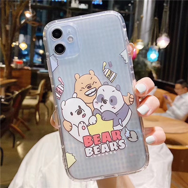 Ốp điện thoại mềm trong suốt hình ba chú gấu 3D cho IPhone 11 11Pro 11Promax X XS XR XSmax 7 8 plus | BigBuy360 - bigbuy360.vn