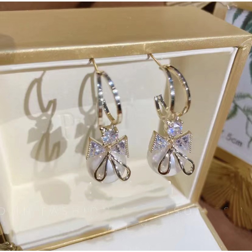 Khuyên tai bạc 925 RINHOO FRIENDSHIPhình chiếc lá tua rua không gây dị ứng thiết kế thời trang