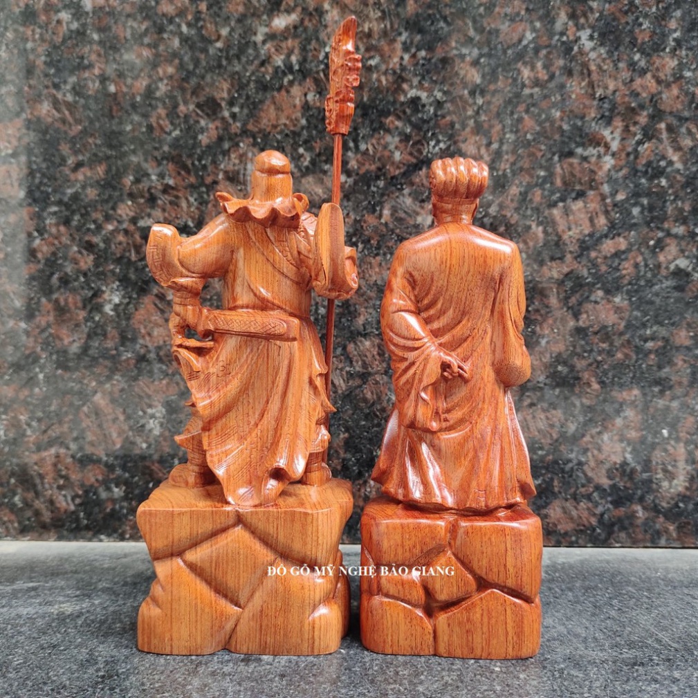 cặp tượng quan công Khổng minh gỗ hương cao 20 cm