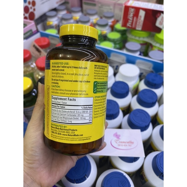 Viên uống canxi D3 Calcium Magnesium Zinc D3 Nature Made