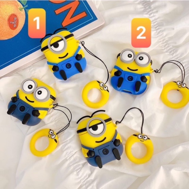 ☘️Tặng kèm móc treo☘️ Case bao airpod 1 2 Minion đựng tai nghe không dây i11 i12 i18 i100 ...